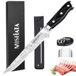 MOSFiATA Boning Knife, 6 Inch Sharp Fish Filleting Knife German High Carbon Stainless Steel EN1.4116 Chef’s Knives, Kitchen Cooking Knives Set with Micarta Handle, Sharpener, Finger Guard Gift Box