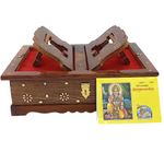 Santarms Wooden Geeta Stand Hanuman chalisa Stand - Geeta Stand Fordable bhagwat Geeta Stand Box | Book Stand Ramayan Holder Gita Ramayanam Book with Stand Box ramcharitmanas Stand, Combo Offer