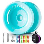 MAGICYOYO K2 Professional Responsive Yoyo, Plastic Yo Yo for Kids Beginner, Replacement Unresponsive Bearing for Advanced Yoyo Player + Removal Bearing Tool + Yoyo Case Bag + 12 Yoyo Strings (Cyan)