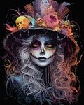 Halloween Woman Portrait Paint By Bumbers for Adults Pumpkin Skull Hat DIY Paint by Numbers Acrylic Paint Canvas Beautiful Women Girl Painting Kits Art Halloween Gifts 16x20 Inch（without Frame）