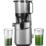 AMZCHEF Automatic Cold Press Juicer Machines 250W Free Your Hands -135MM Opening and 1.8L Capacity Slow Juicers for Whole Fruit and Vegetable, with Triple Filter, Safety Lock, Classic Grey