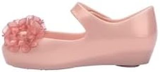 Mini Melissa Ultragirl Springtime Mary Jane Shoes for Babies & Toddlers - Comfy & Cute Peep Toe Jelly Shoes w/Flower Bows & Adjustable Strap, Pearly Pink, 8