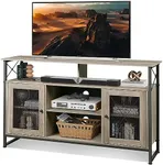 WLIVE TV Stand 55 inch TV, Tall Entertainment Center with Storage, Farmhouse Industrial TV Console for Bedroom Living Room, Greige