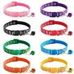 8 PCS Puppy Collars Adjustable Puppy Id Collar Small Whelping Collars Puppies Breakaway Dog Collar Colourful Multipack Cat Collars Reflective Kitten Collar Paw Print Collar with Bell for Small Dog