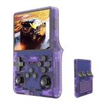 R40S Pro Retro Game Console,Portable Handheld Video Game Console ，3.5 inch IPS Screen with 256G Card &30000+ Games,Built in 45 Emulators,3800mAh Battery (purple-256g)