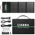 Liarba 60watt Portable Solar Panels, Ip65 Waterproof Foldable Solar Panel Dual USB Ports QC3.0 DC 60W, Solar Charger for Small Power Station Camping Hiking Outdoor Activities