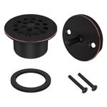 Trip Lever Tub Trim Kit Set with Two Hole Trip Lever Overflow Face Plate, Grid Tub Drain Kit, Bathtub Drain Assembly Stopper Kit, Overflow and Matching Screws(Oil Rubbed Bronze)