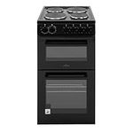 Willow WE50TSB 62L Freestanding Electric Cooker, 50cm Wide Twin Cavity Cooker with Solid 4 Plate Hob, 31L Capacity Grill Cavity, 2 Year Warranty - Black