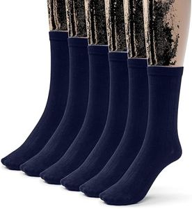 Silky Toes 6 Pk Rayon Derived from Bamboo Ribbed Boys Girls Crew Socks, Casual School Uniform Basic Socks
