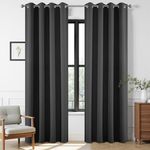 Joydeco Blackout Curtains 84 Inch Length 2 Panels Set, Thermal Insulated Long Curtains& Drapes 2 Burg, Room Darkening Grommet Gray Curtains for Living Room Bedroom Window (W52 x L84 Inch, Dark Grey)