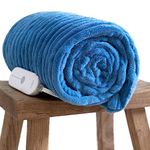 Gotcozy Electric Blanket Heated Throw 50''X60''- Ribbed Faux Fur Heated Blanket with 4 Heating Level & 3 Hour Auto Off Heating Blanket, ETL&FCC Certified Machine Washable(Blue Moon)