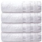 Casabella Deluxe 4 White Hand Towels 100% Combed Cotton Super Quality Hand Towels for Kitchen (50X90 CM) 4 White Hand Towels Set for Bathroom Hotel Gym