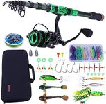 Sougayilang Fishing Rod and Reel Combos - Carbon Fiber Telescopic Fishing Pole - Spinning Reel 12 +1 BB with Carrying Case for Saltwater and Freshwater Fishing Gear Kit-G2.4+30