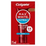 Colgate Max White Ultra+ Enamel Toothpaste 75ml, Whitens Deep Stains for 5X Whiter Teeth, ActiveShine Technology Smoothes Enamel Surface to Reflect Light, Protects and Remineralises Enamel