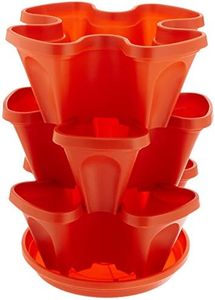 Mr. Stacky 1303-HG Self Watering 3 Tier Stackable Garden Vertical Planter Set, Terracotta, Small