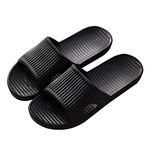 Rojeam Unisex Sliders Non-Slip Quick Dry Shower Slippers House Sandals for Indoor & Outdoor Bathroom Garden Pool Black Size 5.5/6