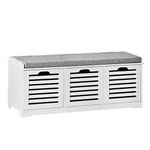 SoBuy® White Storage Bench with 3 Drawers & Removable Seat Cushion, Shoe Cabinet Shoe Bench, FSR23-W