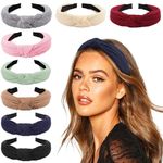 DRESHOW 8 Pack Knotted Headbands for Women Wide Turban Headband Yoga Exercise Ribbing Head Wraps Hair Bands Accessories