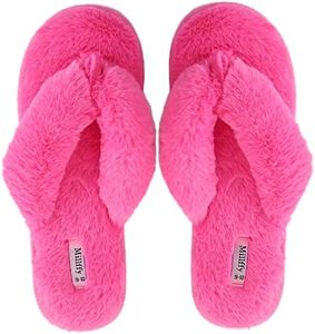 Millffy fluffy slippers for women indoor outdoor thong slippers for summer girls fluffy slippers (Women US 7-8, Rose)