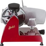 Berkel Red Line 250 Food Slicer, Red, 10" Blade, Electric Food Slicer, Slices Prosciutto, Meat, Cold Cuts, Fish, Ham, Cheese, Bread, Fruit and Veggies, has an Adjustable Thickness Dial