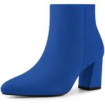 Allegra K Women's Pointy Toe Zipper Chunky Heels Ankle Boots Royal Blue 6 UK/Label Size 8 US