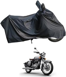 RiderShine Dust & Waterproof Bike Body Cover Compatible with Classic 350 with Double Mirror Pocket Black