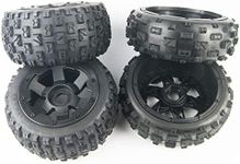 Knobby Tires Front Rear Tyres 6 Spoke WheelS fit 1:5 HPI Rovan Baja 5B SS KM Buggy