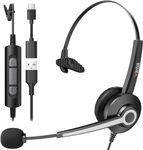 Wantek USB Headsets with Microphone for Work, Stereo Computer Headset with Mic Noise Reduction & in-line Control, USB Wired Headphones, PC Headset with Mute for Zoom Skype Office