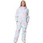 Women Ski Suits One Piece Jumpsuits Overalls Winter Outdoor Snow Suits Waterproof Snowboard Jacket(FL,M)