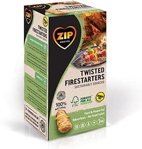 ZIP Twisted Fast Lighting Firestarters, 80 Natural Wood Wool Firelighters, For Wood Burner, Stove, BBQ, Firepit, Pizza Oven or Chiminea, Sustainably Sourced, Chemical Free, Odourless