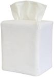 Jacaranda Living Square Tissue Box Cover, Linen/Cotton Fabric Tissue Holder, Decorative Cloth Tissue Cube Cover Tissue Box Cover, White Linen, Plain