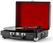 ORCC Record Player Turntable 3-Speed Bluetooth Suitcase Portable Belt-Driven Record Player with Built-in Speakers RCA Line Out AUX in Headphone Jack Black