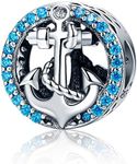 WOSTU Silver Anchor Charms Cubic Zirconia Crystal Beads Charms for Charm Bracelets Womens Charms Jewelry