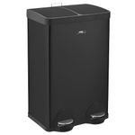 Cooks Professional Dual Recycle Pedal Bin 60L | Removable Double Compartments with Soft-Close Lids | Twin Section Dustbin for Recycling/Waste | Black Kitchen & Office Trash Bins (30L+30L)