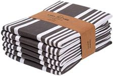 Urban Villa Kitchen Towels,Trendy Stripes, 100% Cotton Dish Towels, Mitered Corners, (Size: 51X76 CMS) Dove Grey/White Highly Absorbent Bar Towels & Tea Towels - (Set of 6)