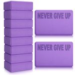 Outus 10 Pack Yoga Blocks, Non-slip High Density Eva Foam, Support and Deepen Poses, Supportive for Yoga Pilates Stretching Meditation Yoga Prop Accessories for Yoga Beginners Fitness Workout (Purple)