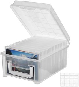 VITEVER Photo Storage Box 5x7 Photo Case, 10 Inner Photo Keeper, Clear Photo Boxes Storage, Seed Organiser Craft Storage Box for Cards Pictures Stamps Office Supplies with 1 Sheet Label Sticker