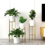 AL ZAHRA IMPEX Modern Metal Floor Flower Stands for Living Room Bedroom Display Plant Stand Tall Indoor Plant Stand with Planter Pot | WHITE| SIZE 25X22X20 INCHES