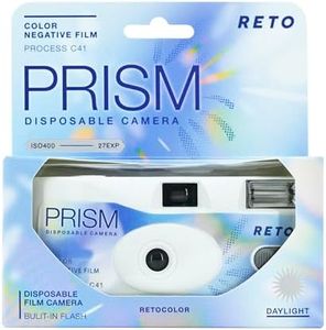 Retocolor Prism 400 35mm Disposable Film Camera 27EXP, ISO400, Color Negative Film, Focus Free, Easy to Use, Built in Flash, Single Use (Film and Battery Included)