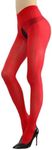 HTRUIYA Women's Shiny Pantyhose 8D Sheer Tights Oily Gloss Pantyhose Invisible Zip Adjustable Tights Smooth Stockings, Red, One Size