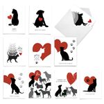 The Best Card Company 10 Assorted Pet Sympathy Notecards Boxed Set 4 x 5.12 Inch w/Envelopes (10 Designs, 1 Each) for Men, Women Cat and Dog Lovers | Furever In Our Heart AM10066PSG-B1x10