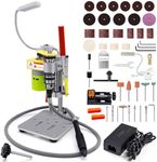 BERXOL Mini Drill Press, Benchtop Drill Press, Portable Electric Drilling Machine, with Rotary Tool Flex Shaft Attachment, B10 Chuck, Drill Bit and Clamp for Metal Wooden Jewelry DIY