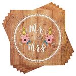 150-Pack Mr and Mrs Napkins, Disposable, Rustic-Style Wedding Napkins for Reception, Bridal Shower Decorations, Engagement Party Supplies (6.5x6.5 in) Bulk Pack