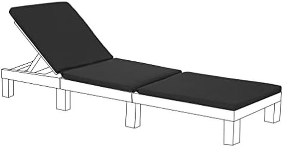 Gardenista Garden Sun Lounger Replacement Pad | Allibert Keter Daytona Lounger Cushion | Outdoor Water Resistant Sunlounger Recliner Chair Cushion | Patio Furniture Sunbed Cushion (Black)