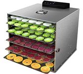 Stainless Steel Food Dehydrator with 6 Trays, Commercial Fruit Dryer 400Watt Electrical Heater,Grey