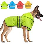 Candofly Dog Raincoat Hooded Poncho - Adjustable Waterproof Dog Rain Jacket Lightweight Reflective Dog Rain Coat Pet Slicker for Small Medium Large Dogs (Large, Green)