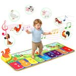 Kids Non-slip Piano Mat, Musical Keyboard Playmat, Music Dance Mat Multifunction Electronic Music Animal Touch Play Blanket Toys Gifts for Baby Toddlers Boys 1-4 Years Old (110 * 36cm)