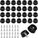 ZyFurn 30PCS Rubber Cutting Board Feet with Stainless Washer and Screws Round Non-Slip Leveling Feet Adjustable for Furniture Shock Absorbing Pads Protector High Grip for Table Chairs Legs (Black)