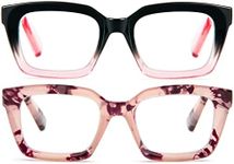 REAVEE 2 Pack Oprah Style Oversized Reading Glasses Blue Light Blocking,for Women Men Ladies Stylish RetroSquare Large Computer Readers (BlackPink/Pink 2.0x)