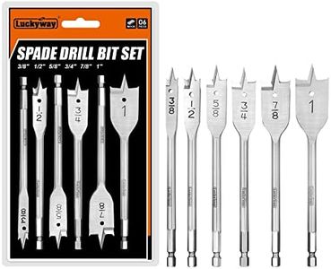 Luckyway 6-Piece 3/8 Inch to 1 Inch Spade Drill Bits Set for Wood, Plastic, Aluminum Hole Cutting